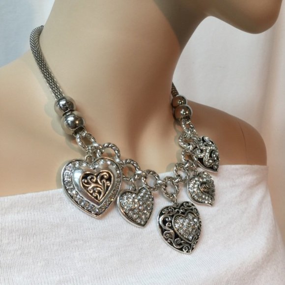 💛Stunning Multi Heart Charm Necklace - Picture 3 of 6
